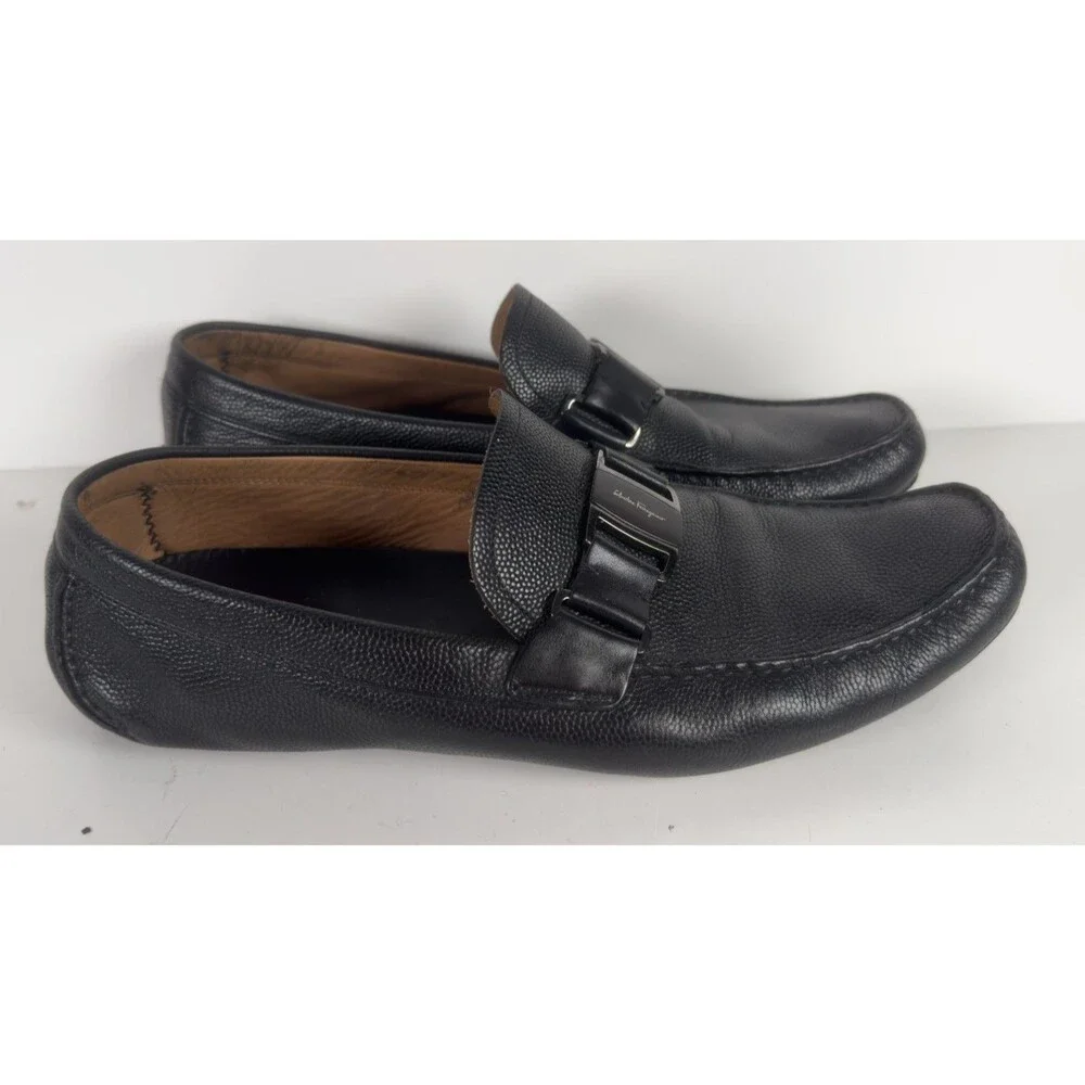 Salvatore Ferragamo Black Leather Men's Sardegna Driving Shoe Loafers US 11.5 EE